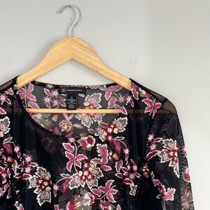 INC International Concepts | Black Long Sleeve Sheer Shirt